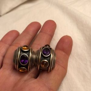 David Yurman stone and silver / gold earrings